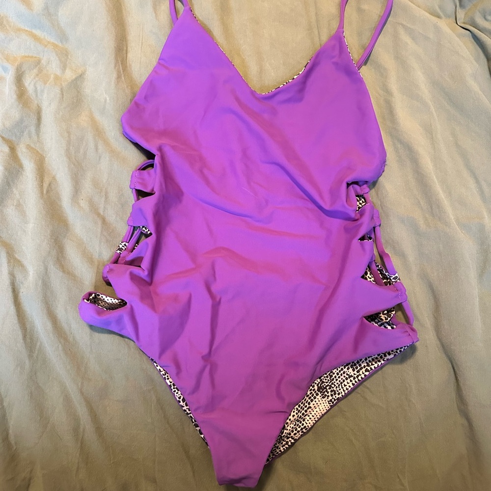 acacia swimwear Purple One-Piece Swimsuit with Side Cutouts